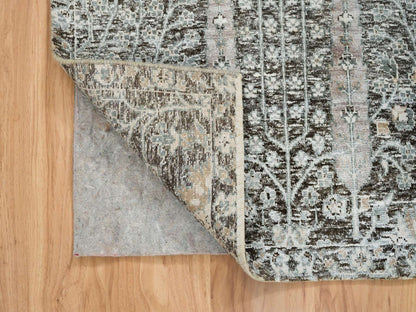 Black 3'0" x 5'0" Transitional Hand knotted Wool/Silk Rug - Sku: O065181