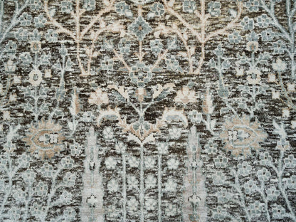 Black 3'0" x 5'0" Transitional Hand knotted Wool/Silk Rug - Sku: O065181