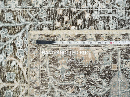 Black 3'0" x 5'0" Transitional Hand knotted Wool/Silk Rug - Sku: O065181