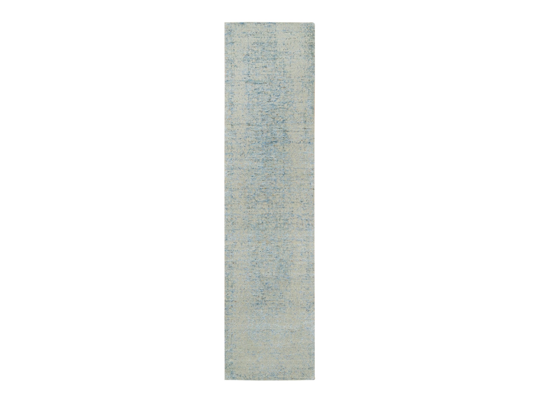 Modern / Contemporary hand-knotted wool/silk runner in Gray, 2'6" x 10' — SKU O065191