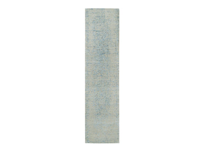 Modern / Contemporary hand-knotted wool/silk runner in Gray, 2'6" x 10' — SKU O065191
