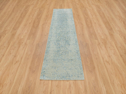 Modern / Contemporary hand-knotted wool/silk runner in Gray, 2'6" x 10' — SKU O065191 (view 2)
