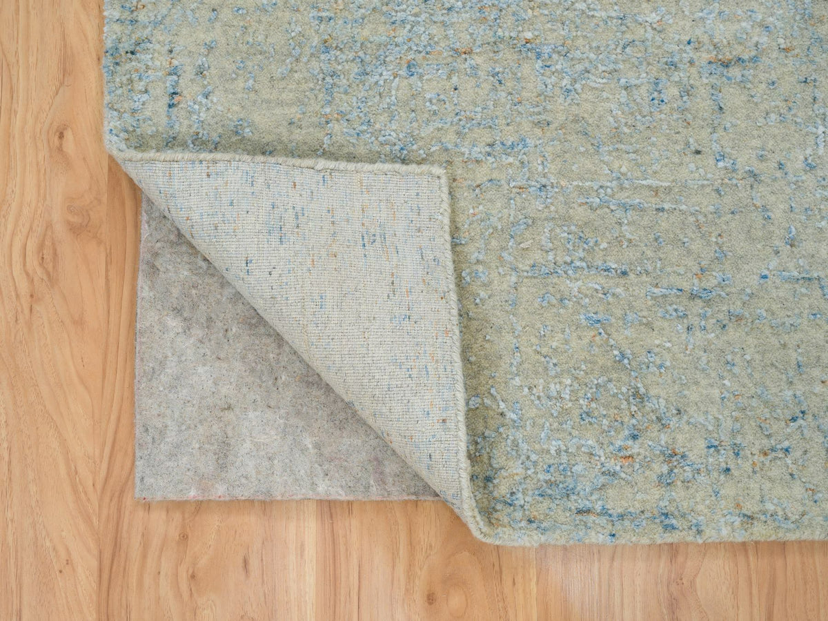 Modern / Contemporary hand-knotted wool/silk runner in Gray, 2'6" x 10' — SKU O065191 (view 3)