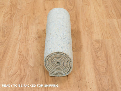 Modern / Contemporary hand-knotted wool/silk runner in Gray, 2'6" x 10' — SKU O065191 (view 6)