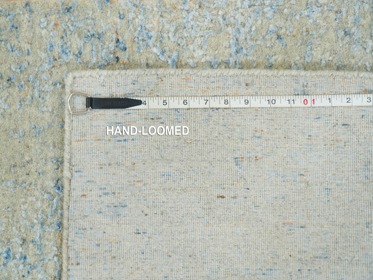 Modern / Contemporary hand-knotted wool/silk runner in Gray, 2'6" x 10' — SKU O065191 (view 8)