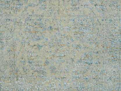 Blue 2'6" x 10'0" Transitional Handloom Wool/Silk Rug - Sku: O065192