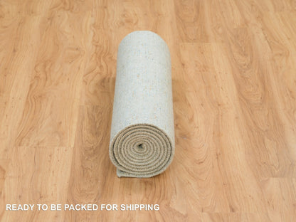 Blue 2'6" x 10'0" Transitional Handloom Wool/Silk Rug - Sku: O065192