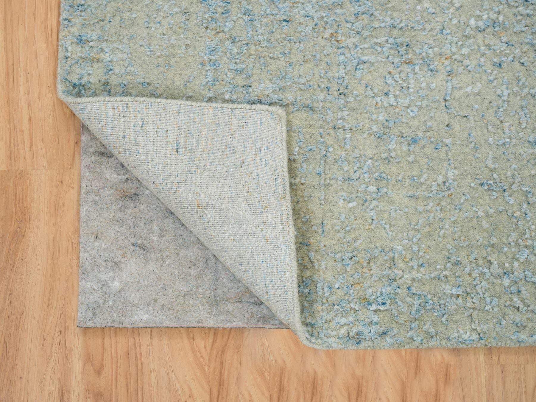 Modern / Contemporary hand-knotted wool/silk runner in Gray, 2'6" x 12' — SKU O065193 (view 3)