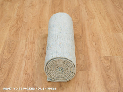 Modern / Contemporary hand-knotted wool/silk runner in Gray, 2'6" x 12' — SKU O065193 (view 6)