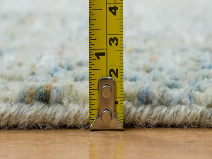 Modern / Contemporary hand-knotted wool/silk runner in Gray, 2'6" x 12' — SKU O065193 (view 7)
