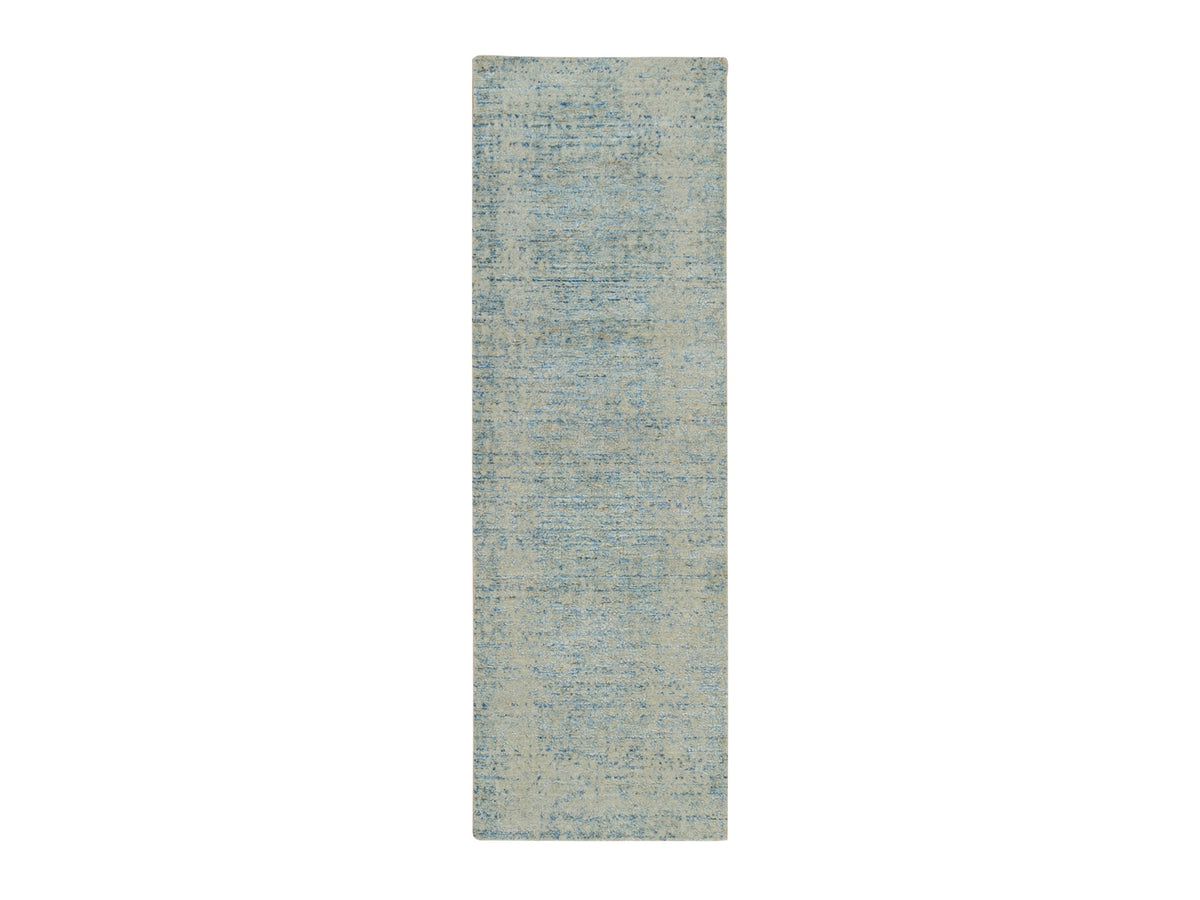 Modern / Contemporary hand-knotted wool/silk runner in Gray, 2'6" x 8' — SKU O065194