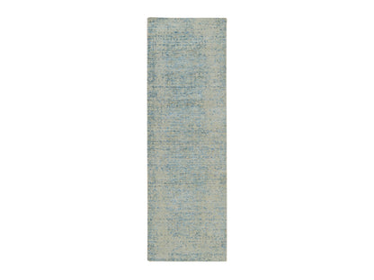Modern / Contemporary hand-knotted wool/silk runner in Gray, 2'6" x 8' — SKU O065194