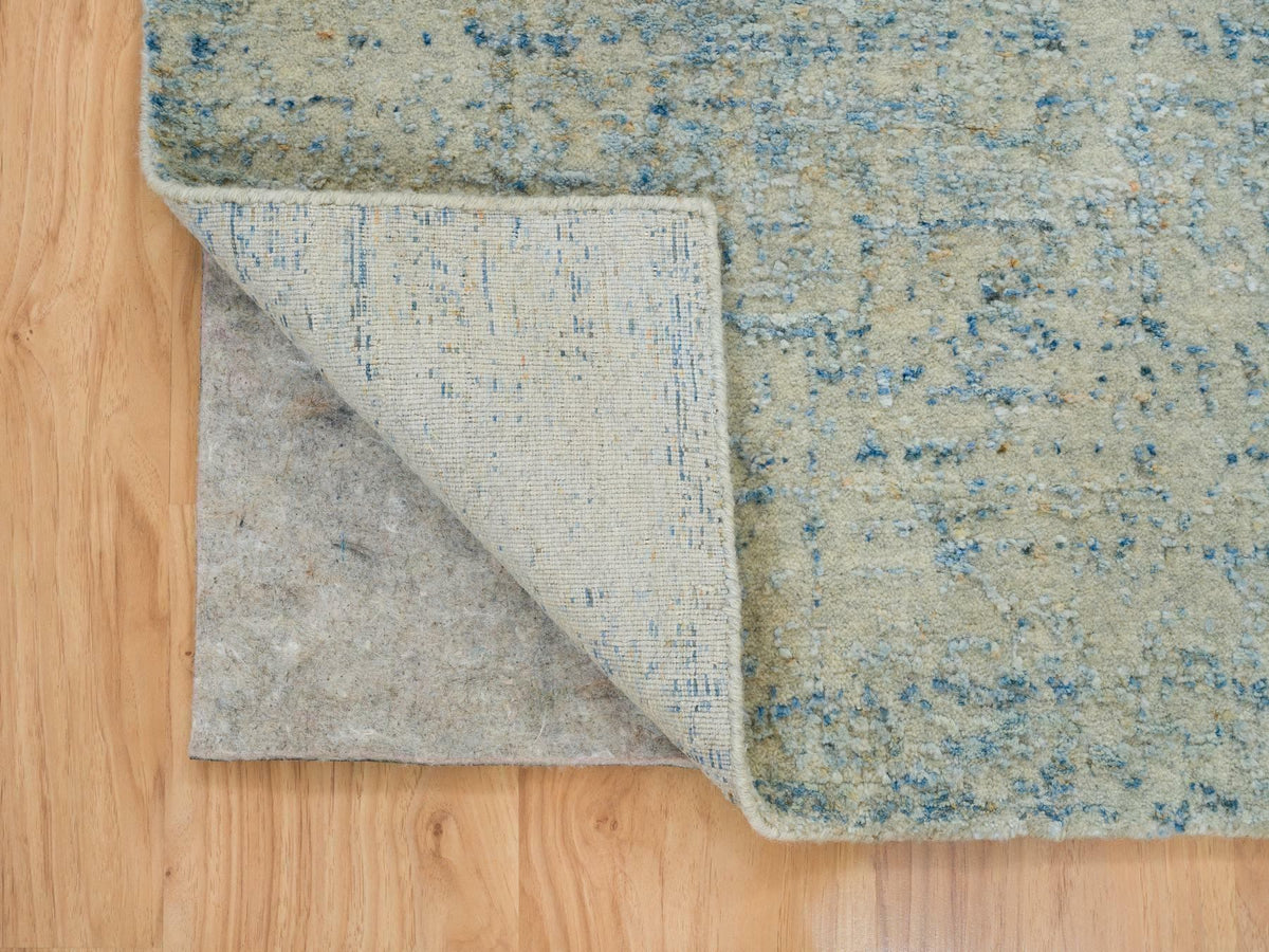 Modern / Contemporary hand-knotted wool/silk runner in Gray, 2'6" x 8' — SKU O065194 (view 3)
