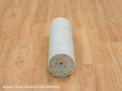 Modern / Contemporary hand-knotted wool/silk runner in Gray, 2'6" x 8' — SKU O065194 (view 6)