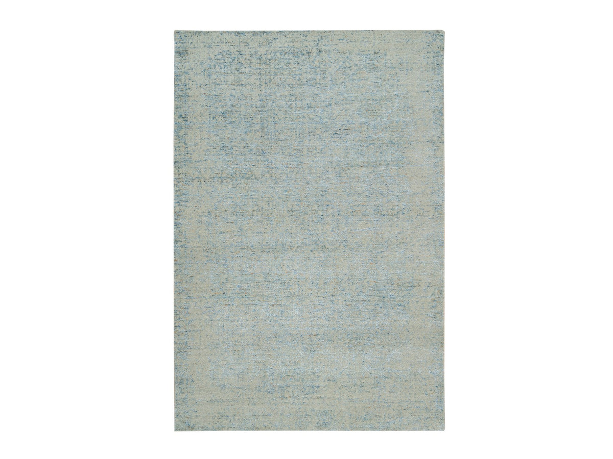 Modern / Contemporary hand-knotted wool/silk rug in Gray, 5'10" x 9' — SKU O065196