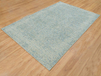 Modern / Contemporary hand-knotted wool/silk rug in Gray, 5'10" x 9' — SKU O065196 (view 3)