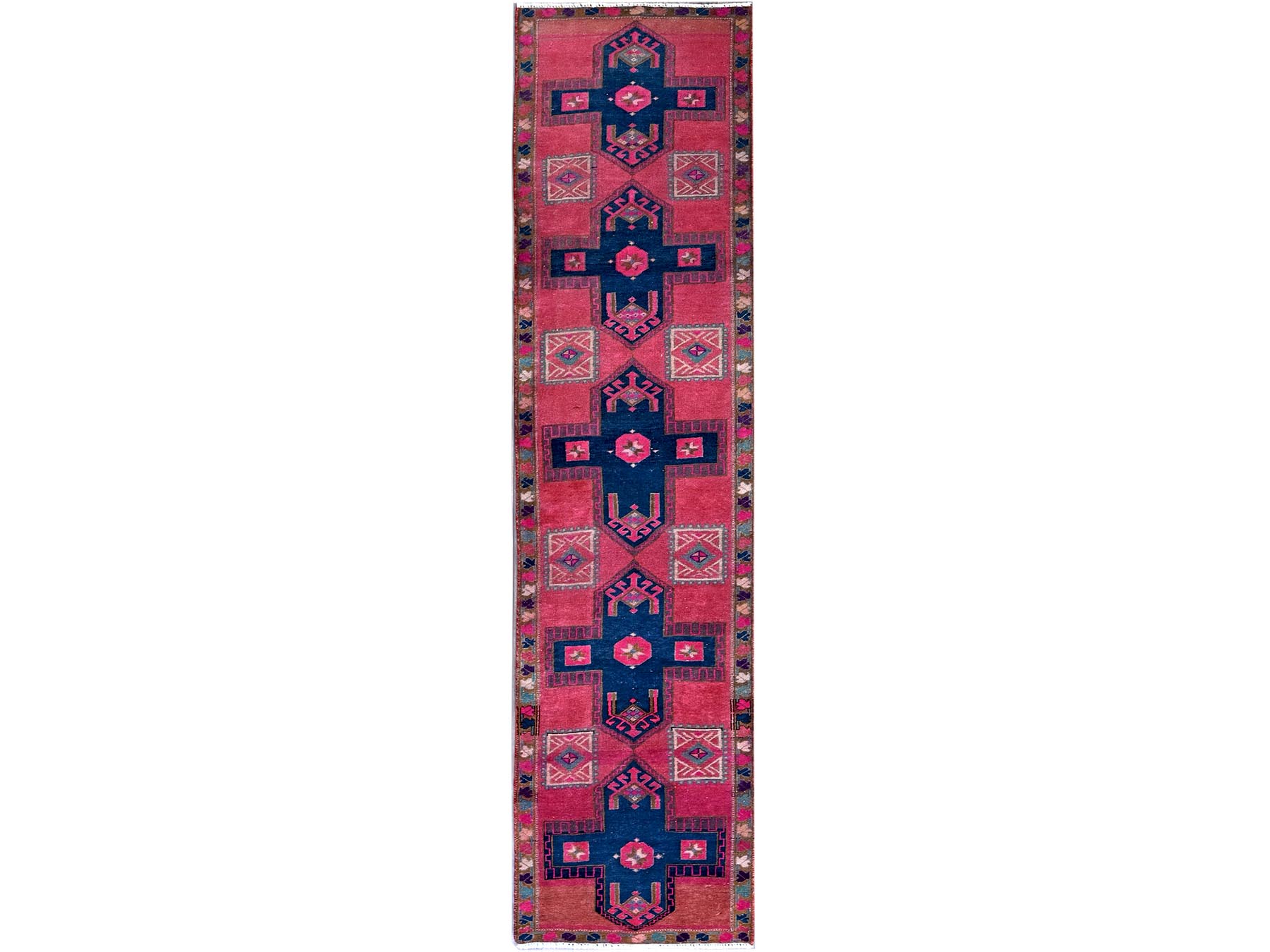 Vintage hand-knotted wool runner in Overdyed & Brown, 2'5" x 9'10" — SKU O0651