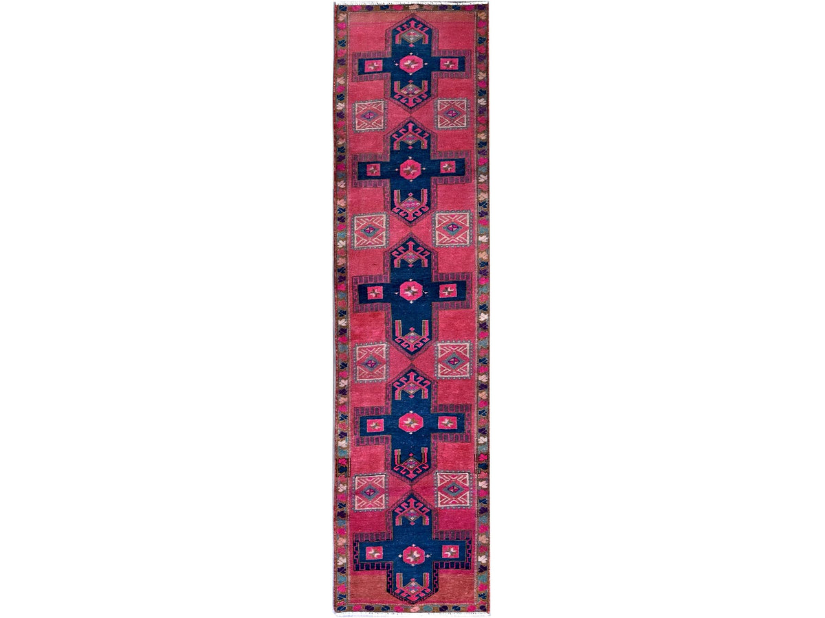 Vintage hand-knotted wool runner in Overdyed & Brown, 2'5" x 9'10" — SKU O0651
