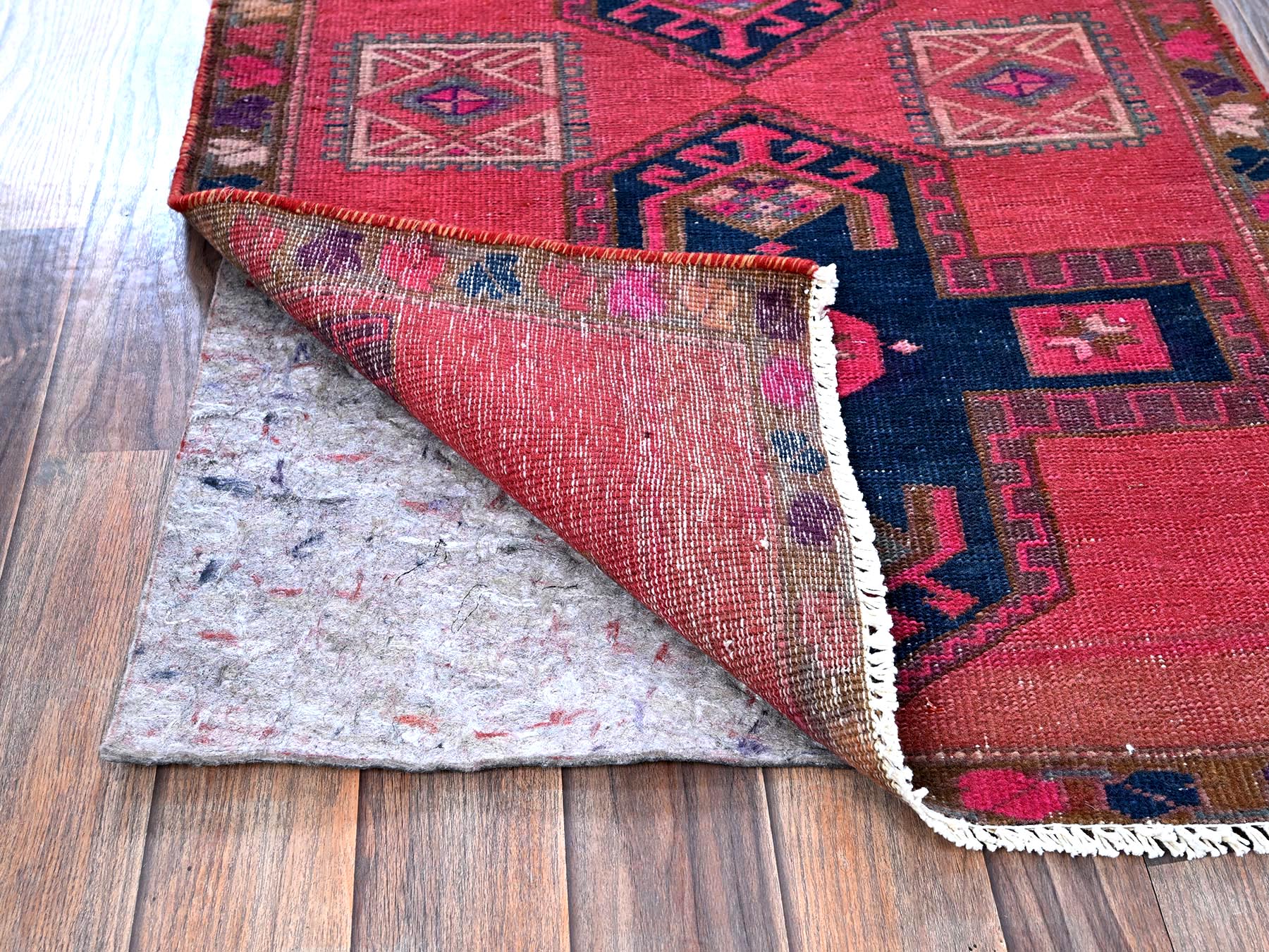 Vintage hand-knotted wool runner in Overdyed & Brown, 2'5" x 9'10" — SKU O0651 (view 3)
