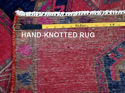 Overdyed 2'5" x 9'10" Vintage Hand knotted Wool Rug - Sku: O0651