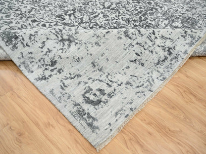 Transitional hand-knotted wool/silk rug in Gray, 9'10" x 14' — SKU O065206 (view 6)
