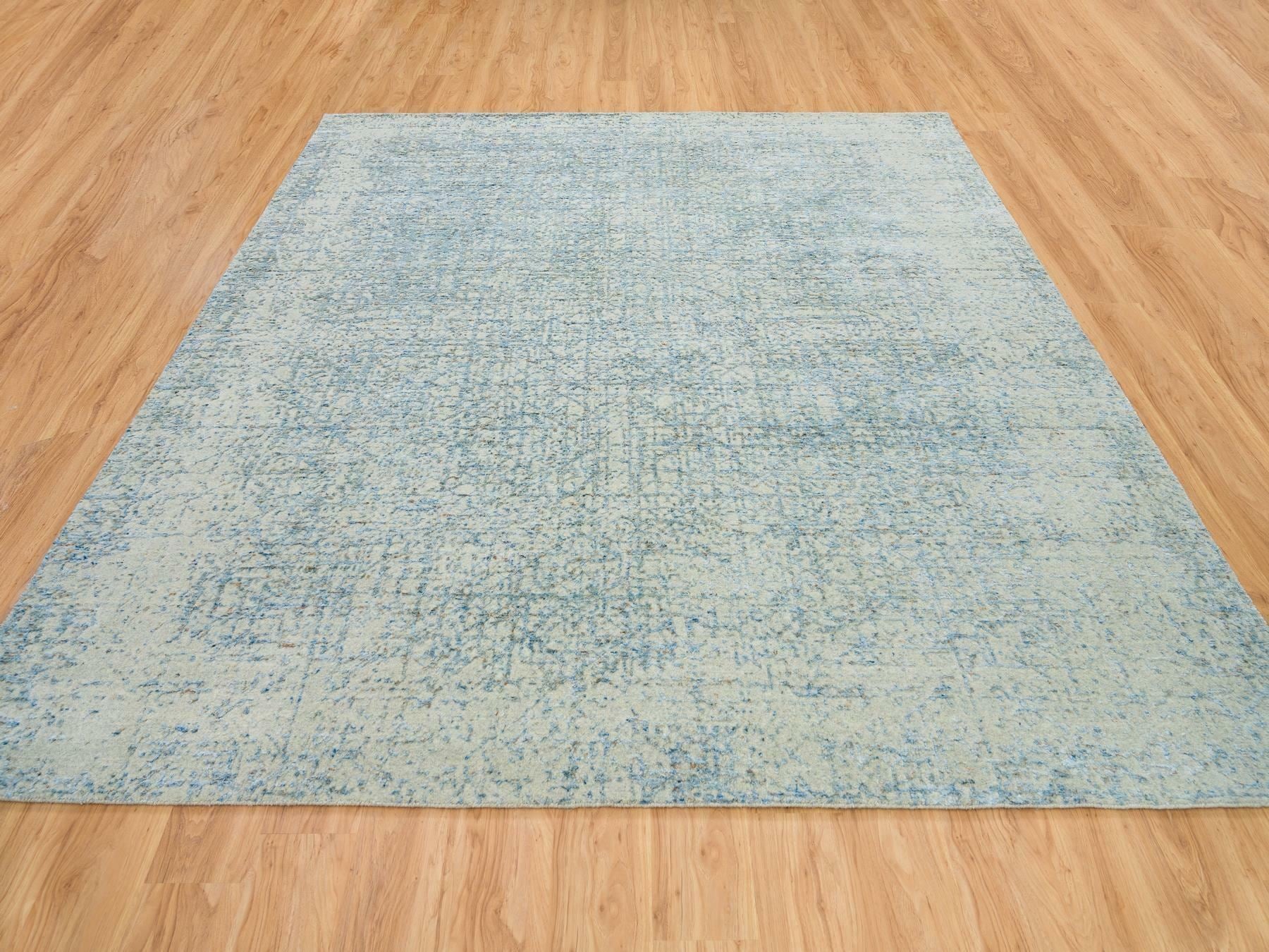 Modern / Contemporary hand-knotted wool/silk rug in Gray, 10' x 10' — SKU O065213 (view 2)