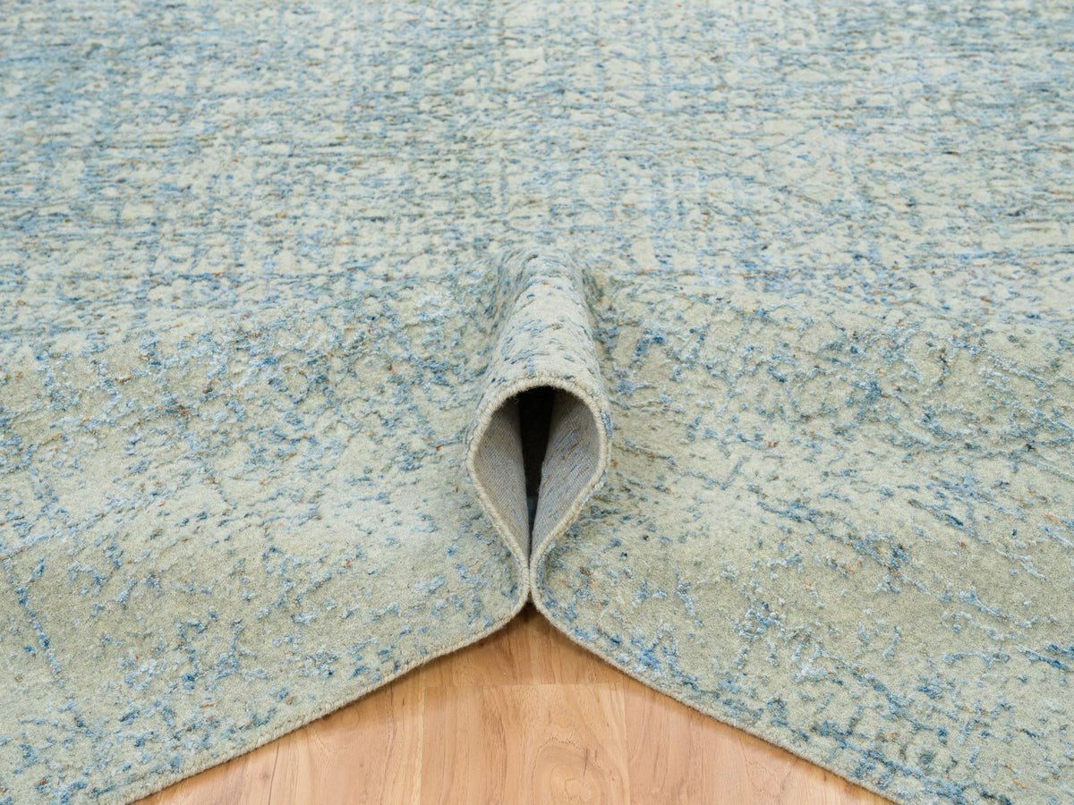 Modern / Contemporary hand-knotted wool/silk rug in Gray, 10' x 10' — SKU O065213 (view 5)