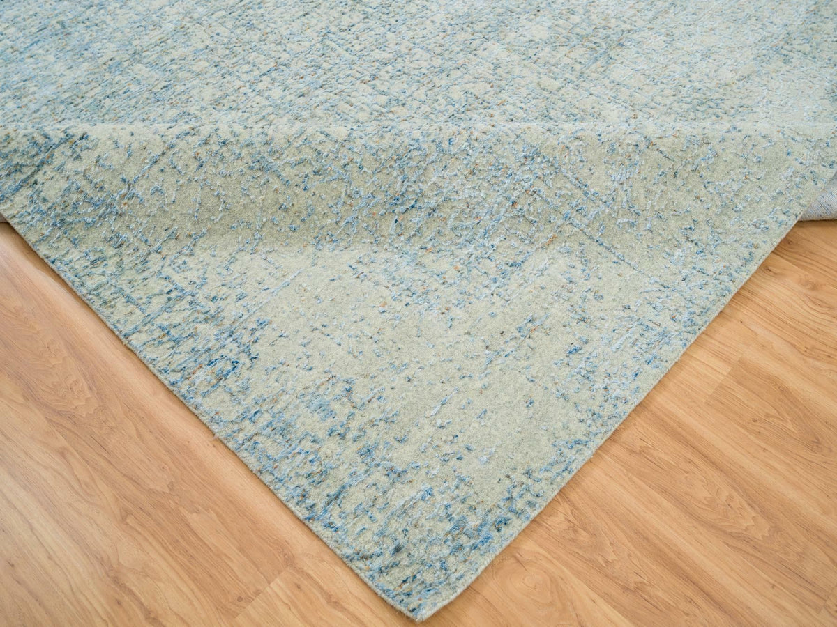 Modern / Contemporary hand-knotted wool/silk rug in Gray, 10' x 10' — SKU O065213 (view 6)