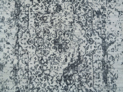 Transitional hand-knotted wool/silk runner in Gray, 2'8" x 20' — SKU O065214 (view 5)