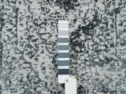 Transitional hand-knotted wool/silk runner in Gray, 2'7" x 25'8" — SKU O065215 (view 4)