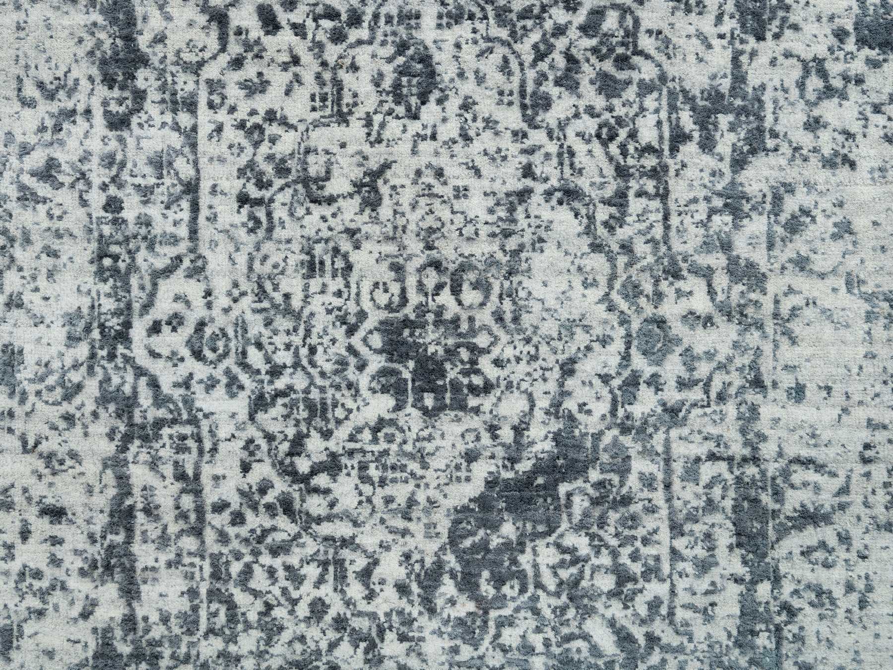 Transitional hand-knotted wool/silk runner in Gray, 2'7" x 25'8" — SKU O065215 (view 5)