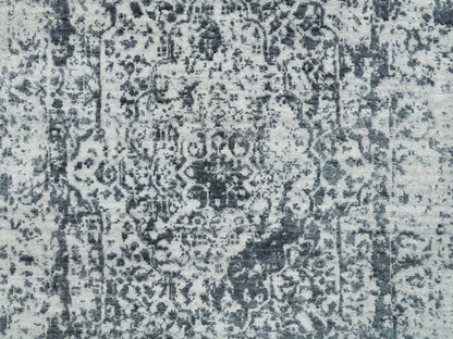 Transitional hand-knotted wool/silk runner in Gray, 2'7" x 25'8" — SKU O065215 (view 5)