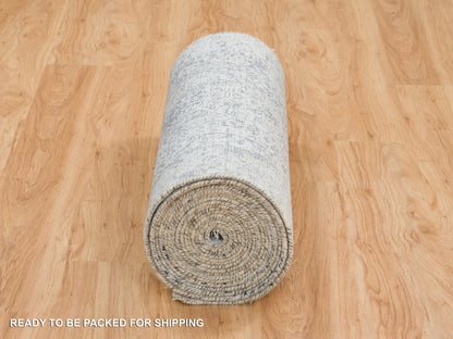 Transitional hand-knotted wool/silk runner in Gray, 2'7" x 25'8" — SKU O065215 (view 6)
