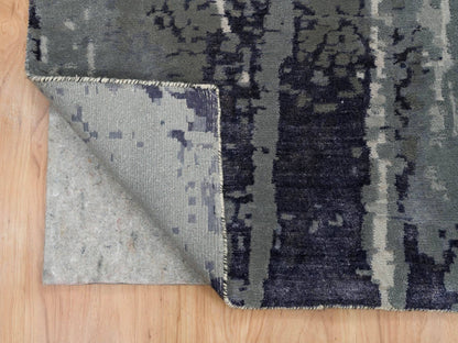 Black 10'1" x 14'1" Modern and Contemporary Hand knotted Wool/Silk Rug - Sku: O065220