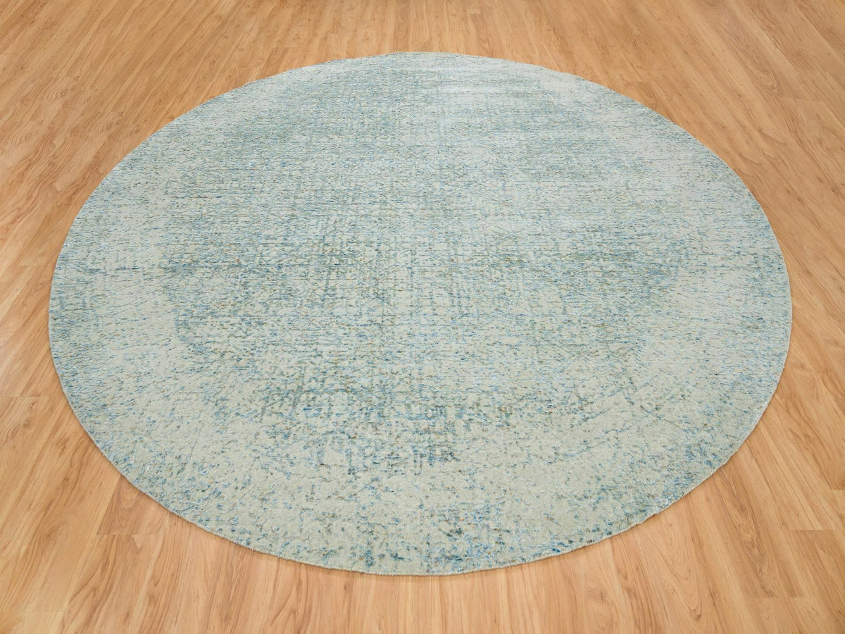 Modern / Contemporary hand-knotted wool/silk rug in Gray, 11'10" x 11'10" — SKU O065222 (view 2)