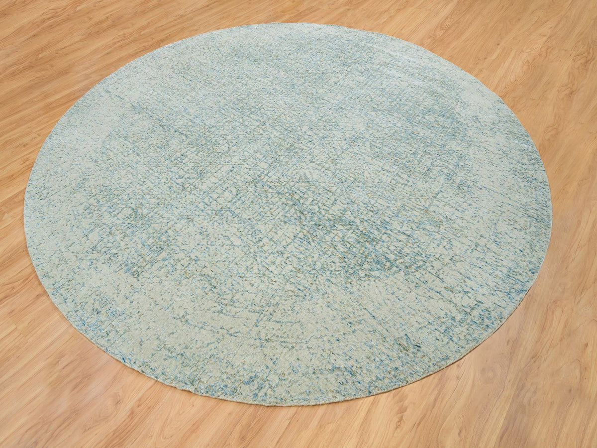 Modern / Contemporary hand-knotted wool/silk rug in Gray, 11'10" x 11'10" — SKU O065222 (view 3)
