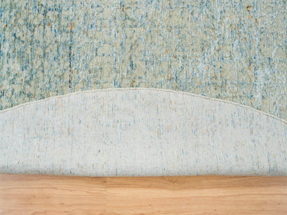 Modern / Contemporary hand-knotted wool/silk rug in Gray, 11'10" x 11'10" — SKU O065222 (view 4)