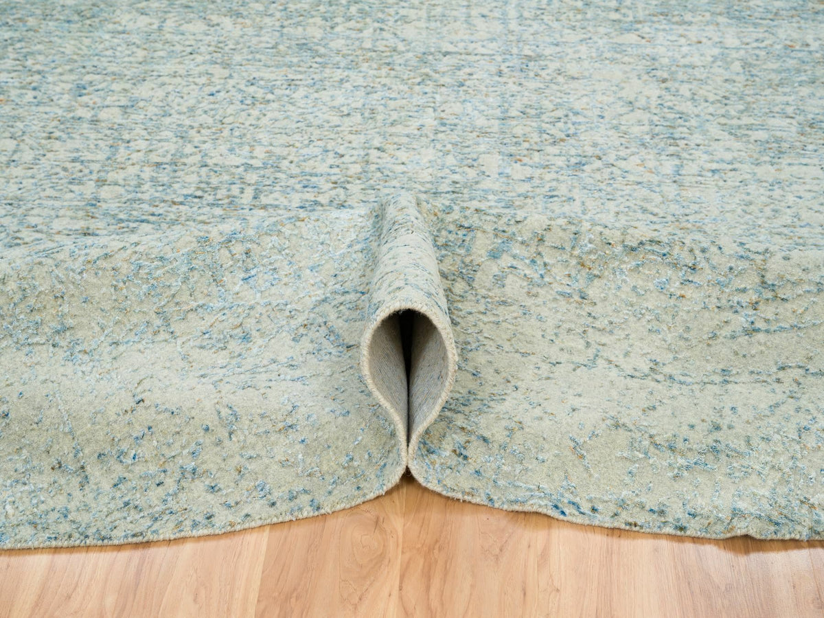 Modern / Contemporary hand-knotted wool/silk rug in Gray, 11'10" x 11'10" — SKU O065222 (view 5)