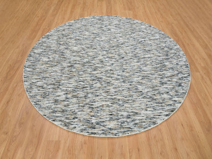 Beige 8'0" x 8'0" Modern and Contemporary Handloom Wool Rug - Sku: O065226