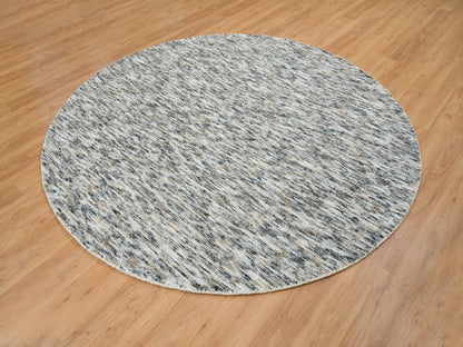 Beige 8'0" x 8'0" Modern and Contemporary Handloom Wool Rug - Sku: O065226