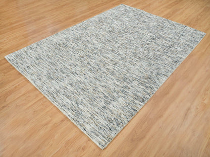 Beige 6'3" x 9'1" Modern and Contemporary Handloom Wool Rug - Sku: O065227