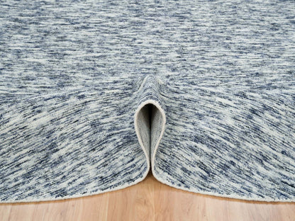Blue 12'0" x 12'0" Modern and Contemporary Handloom Wool Rug - Sku: O065239