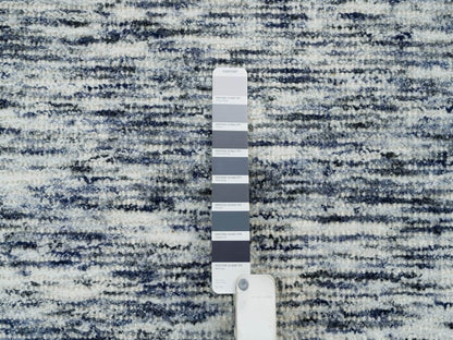 Blue 12'0" x 12'0" Modern and Contemporary Handloom Wool Rug - Sku: O065239
