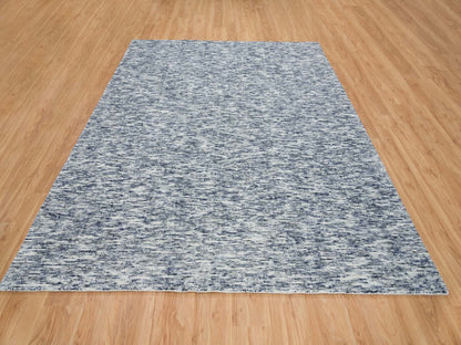 Blue 8'1" x 10'0" Modern and Contemporary Handloom Wool Rug - Sku: O065241