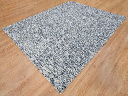 Blue 8'1" x 10'0" Modern and Contemporary Handloom Wool Rug - Sku: O065241