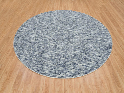 Blue 10'0" x 10'0" Modern and Contemporary Handloom Wool Rug - Sku: O065242