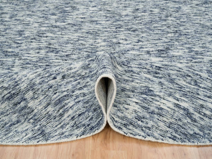 Blue 10'0" x 10'0" Modern and Contemporary Handloom Wool Rug - Sku: O065242