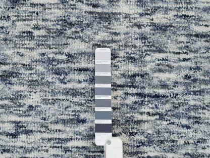 Blue 10'0" x 10'0" Modern and Contemporary Handloom Wool Rug - Sku: O065242
