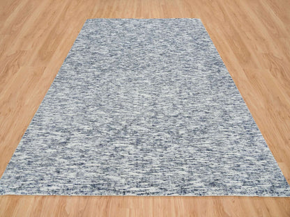 Blue 9'0" x 12'0" Modern and Contemporary Handloom Wool Rug - Sku: O065247