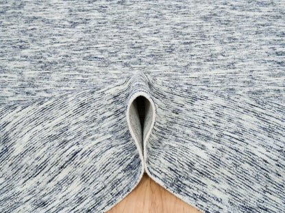 Blue 9'0" x 12'0" Modern and Contemporary Handloom Wool Rug - Sku: O065247
